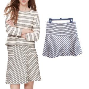 Ann Taylor LOFT Cream & Grey Striped Mini Skirt MP